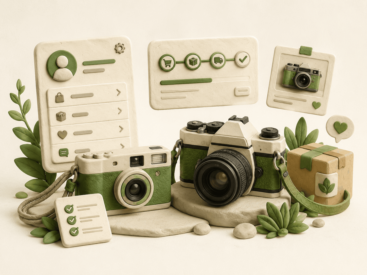 Shutterbug customer account, checkout, liked products, and package tracking