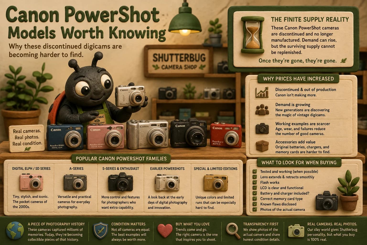 Shutterbug guide to Canon PowerShot models, finite supply, pricing, and buying considerations